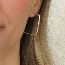 Load image into Gallery viewer, Concepts: Large Square Silver Hoop Earrings