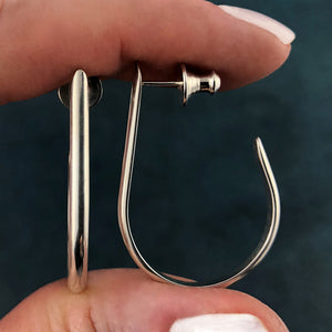 Halcyon: Silver Semi Oval Medium Size Hoop Earrings