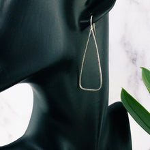 Load image into Gallery viewer, Romp: Long Hammered Silver Triangle Dangle Earrings