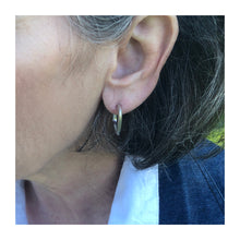Load image into Gallery viewer, Balance: Medium Size Square Silver Hoops