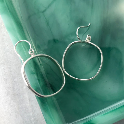 Good Vibes: Rounded Square Hoop Dangle Earrings