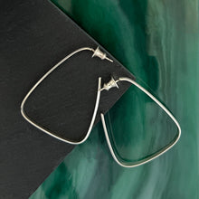 Load image into Gallery viewer, Intrigue: Triangle Silver Hoop Earrings