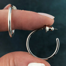 Load image into Gallery viewer, Cycles: Medium Size Silver Hoop Earrings