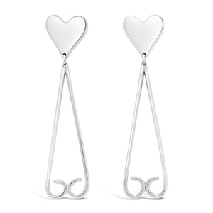 Juliet: Silver Heart Earrings with Dangles