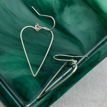 Load image into Gallery viewer, Soul:  Delicate Silver Heart Hoop Dangles